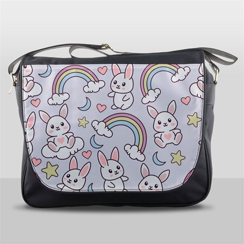 Seamless Pattern With Cute Rabbit Character Messenger Bag from ArtsNow.com Front
