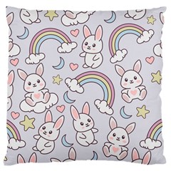 Seamless Pattern With Cute Rabbit Character Large Cushion Case (Two Sides) from ArtsNow.com Front
