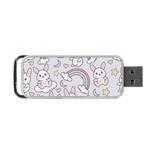 Seamless Pattern With Cute Rabbit Character Portable USB Flash (One Side)