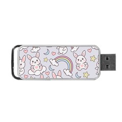 Seamless Pattern With Cute Rabbit Character Portable USB Flash (Two Sides) from ArtsNow.com Back