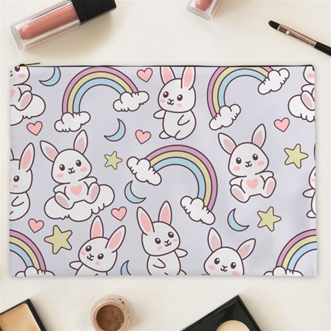 Seamless Pattern With Cute Rabbit Character Cosmetic Bag (XXL) from ArtsNow.com Front