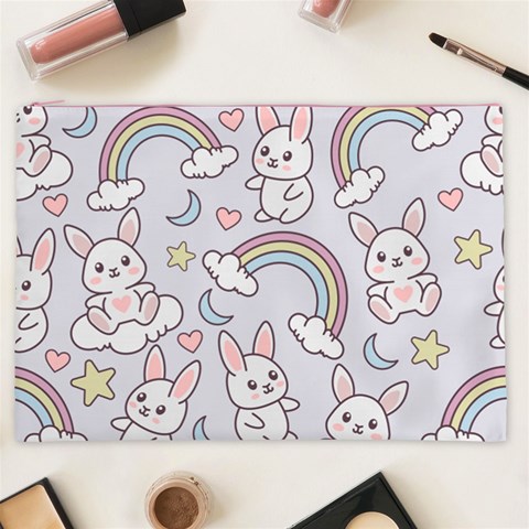 Seamless Pattern With Cute Rabbit Character Cosmetic Bag (XXL) from ArtsNow.com Front