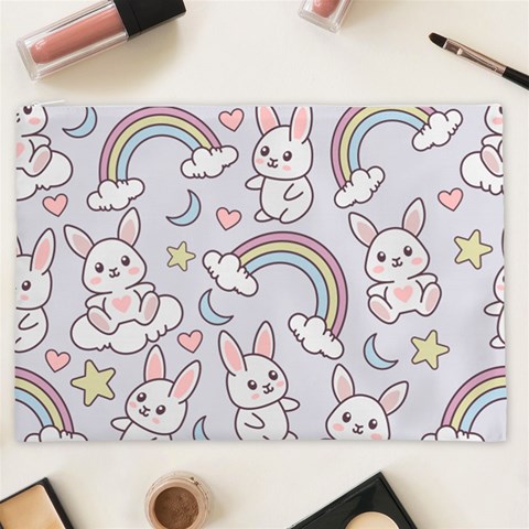Seamless Pattern With Cute Rabbit Character Cosmetic Bag (XXL) from ArtsNow.com Front