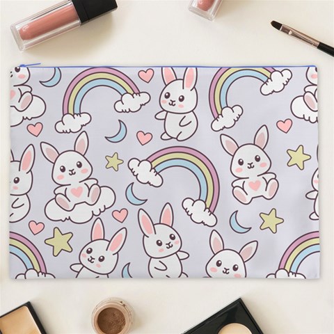 Seamless Pattern With Cute Rabbit Character Cosmetic Bag (XXL) from ArtsNow.com Front