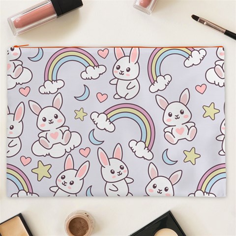 Seamless Pattern With Cute Rabbit Character Cosmetic Bag (XXL) from ArtsNow.com Front