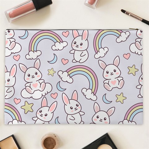 Seamless Pattern With Cute Rabbit Character Cosmetic Bag (XXL) from ArtsNow.com Back