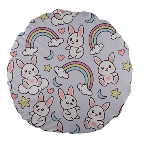 Seamless Pattern With Cute Rabbit Character Large 18  Premium Round Cushions from ArtsNow.com Front