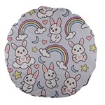 Seamless Pattern With Cute Rabbit Character Large 18  Premium Round Cushions