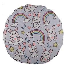 Seamless Pattern With Cute Rabbit Character Large 18  Premium Round Cushions from ArtsNow.com Back