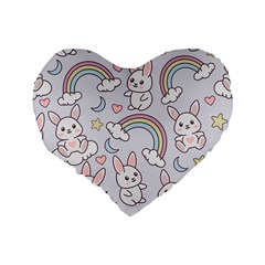 Seamless Pattern With Cute Rabbit Character Standard 16  Premium Heart Shape Cushions from ArtsNow.com Back