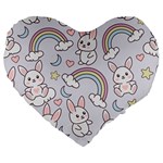 Seamless Pattern With Cute Rabbit Character Large 19  Premium Heart Shape Cushions