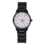 Seamless Pattern With Cute Rabbit Character Stainless Steel Round Watch
