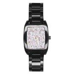 Seamless Pattern With Cute Rabbit Character Stainless Steel Barrel Watch