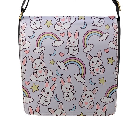 Seamless Pattern With Cute Rabbit Character Flap Closure Messenger Bag (L) from ArtsNow.com Front