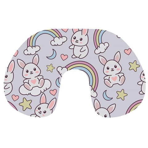 Seamless Pattern With Cute Rabbit Character Travel Neck Pillow from ArtsNow.com Back