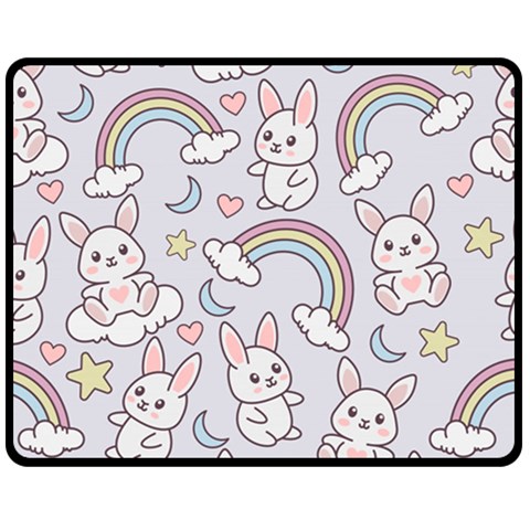 Seamless Pattern With Cute Rabbit Character Two Sides Fleece Blanket (Medium) from ArtsNow.com 58.8 x47.4  Blanket Front