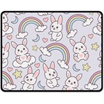 Seamless Pattern With Cute Rabbit Character Two Sides Fleece Blanket (Medium)