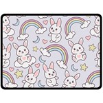 Seamless Pattern With Cute Rabbit Character Two Sides Fleece Blanket (Large)