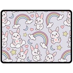 Seamless Pattern With Cute Rabbit Character Two Sides Fleece Blanket (Large) from ArtsNow.com 80 x60  Blanket Back