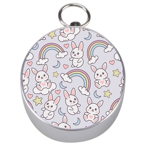 Seamless Pattern With Cute Rabbit Character Silver Compasses from ArtsNow.com Front