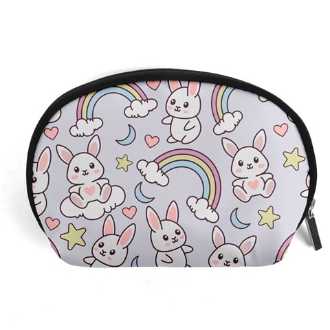Seamless Pattern With Cute Rabbit Character Accessory Pouch (Large) from ArtsNow.com Front