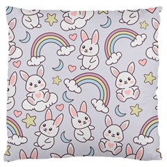 Seamless Pattern With Cute Rabbit Character Large Premium Plush Fleece Cushion Case (Two Sides) from ArtsNow.com Back