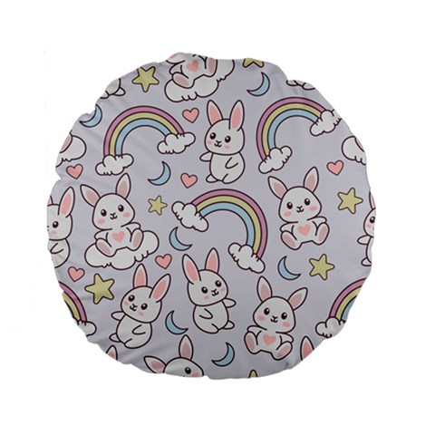 Seamless Pattern With Cute Rabbit Character Standard 15  Premium Flano Round Cushions from ArtsNow.com Front