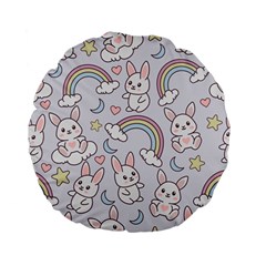Seamless Pattern With Cute Rabbit Character Standard 15  Premium Flano Round Cushions from ArtsNow.com Front