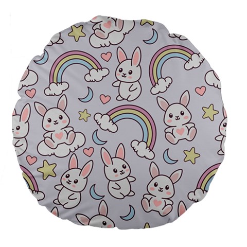 Seamless Pattern With Cute Rabbit Character Large 18  Premium Flano Round Cushions from ArtsNow.com Front