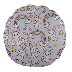 Seamless Pattern With Cute Rabbit Character Large 18  Premium Flano Round Cushions from ArtsNow.com Back
