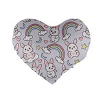 Seamless Pattern With Cute Rabbit Character Standard 16  Premium Flano Heart Shape Cushions