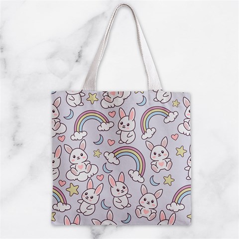 Seamless Pattern With Cute Rabbit Character Zipper Grocery Tote Bag from ArtsNow.com Front
