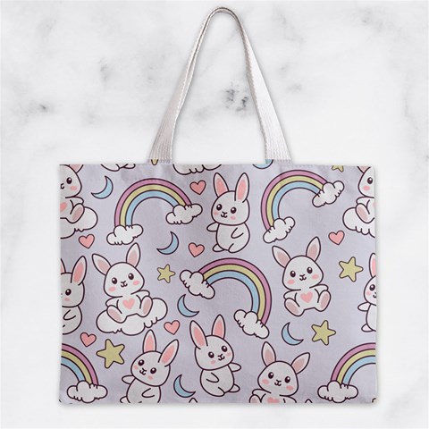 Seamless Pattern With Cute Rabbit Character Zipper Mini Tote Bag from ArtsNow.com Front