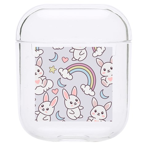 Seamless Pattern With Cute Rabbit Character Hard PC AirPods 1/2 Case from ArtsNow.com Front