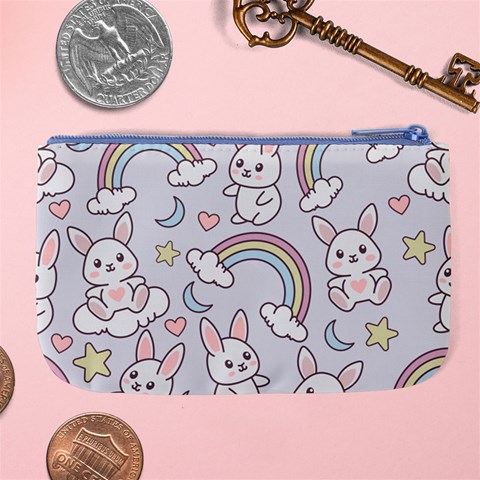 Seamless Pattern With Cute Rabbit Character Large Coin Purse from ArtsNow.com Back