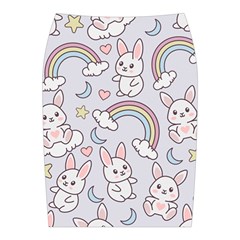 Seamless Pattern With Cute Rabbit Character Midi Wrap Pencil Skirt from ArtsNow.com Back