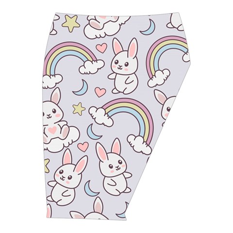Seamless Pattern With Cute Rabbit Character Midi Wrap Pencil Skirt from ArtsNow.com  Front Right 