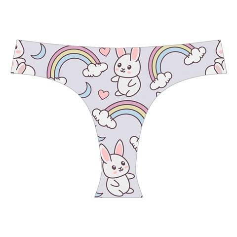 Seamless Pattern With Cute Rabbit Character Cross Back Hipster Bikini Set from ArtsNow.com Front Under