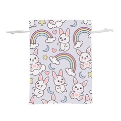Seamless Pattern With Cute Rabbit Character Lightweight Drawstring Pouch (L) from ArtsNow.com Front
