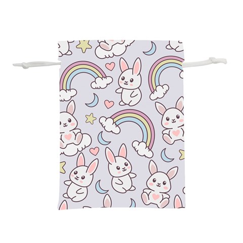 Seamless Pattern With Cute Rabbit Character Lightweight Drawstring Pouch (L) from ArtsNow.com Back