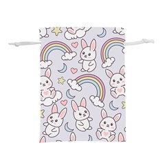 Seamless Pattern With Cute Rabbit Character Lightweight Drawstring Pouch (L) from ArtsNow.com Back