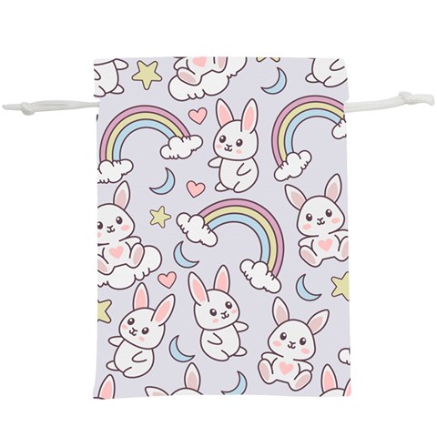 Seamless Pattern With Cute Rabbit Character Lightweight Drawstring Pouch (XL) from ArtsNow.com Front