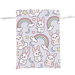 Seamless Pattern With Cute Rabbit Character Lightweight Drawstring Pouch (XL)