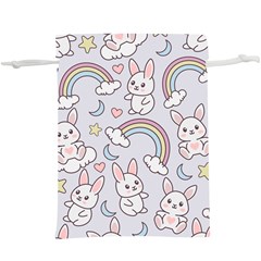 Seamless Pattern With Cute Rabbit Character Lightweight Drawstring Pouch (XL) from ArtsNow.com Back