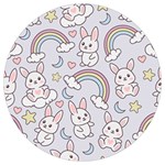 Seamless Pattern With Cute Rabbit Character Round Trivet