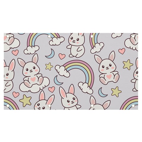 Seamless Pattern With Cute Rabbit Character Banner and Sign 7  x 4  from ArtsNow.com Front