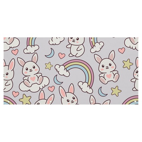 Seamless Pattern With Cute Rabbit Character Banner and Sign 8  x 4  from ArtsNow.com Front