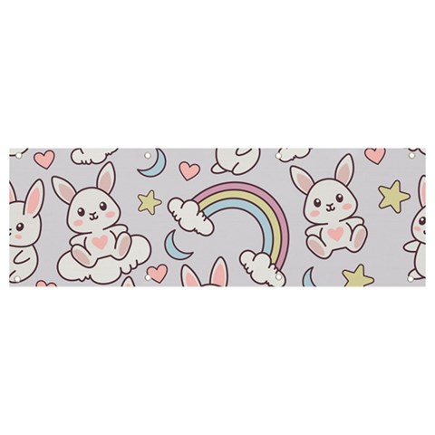 Seamless Pattern With Cute Rabbit Character Banner and Sign 9  x 3  from ArtsNow.com Front