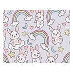 Seamless Pattern With Cute Rabbit Character Premium Plush Fleece Blanket (Large)