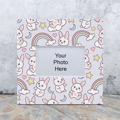 Seamless Pattern With Cute Rabbit Character White Box Photo Frame 4  x 6  from ArtsNow.com Front